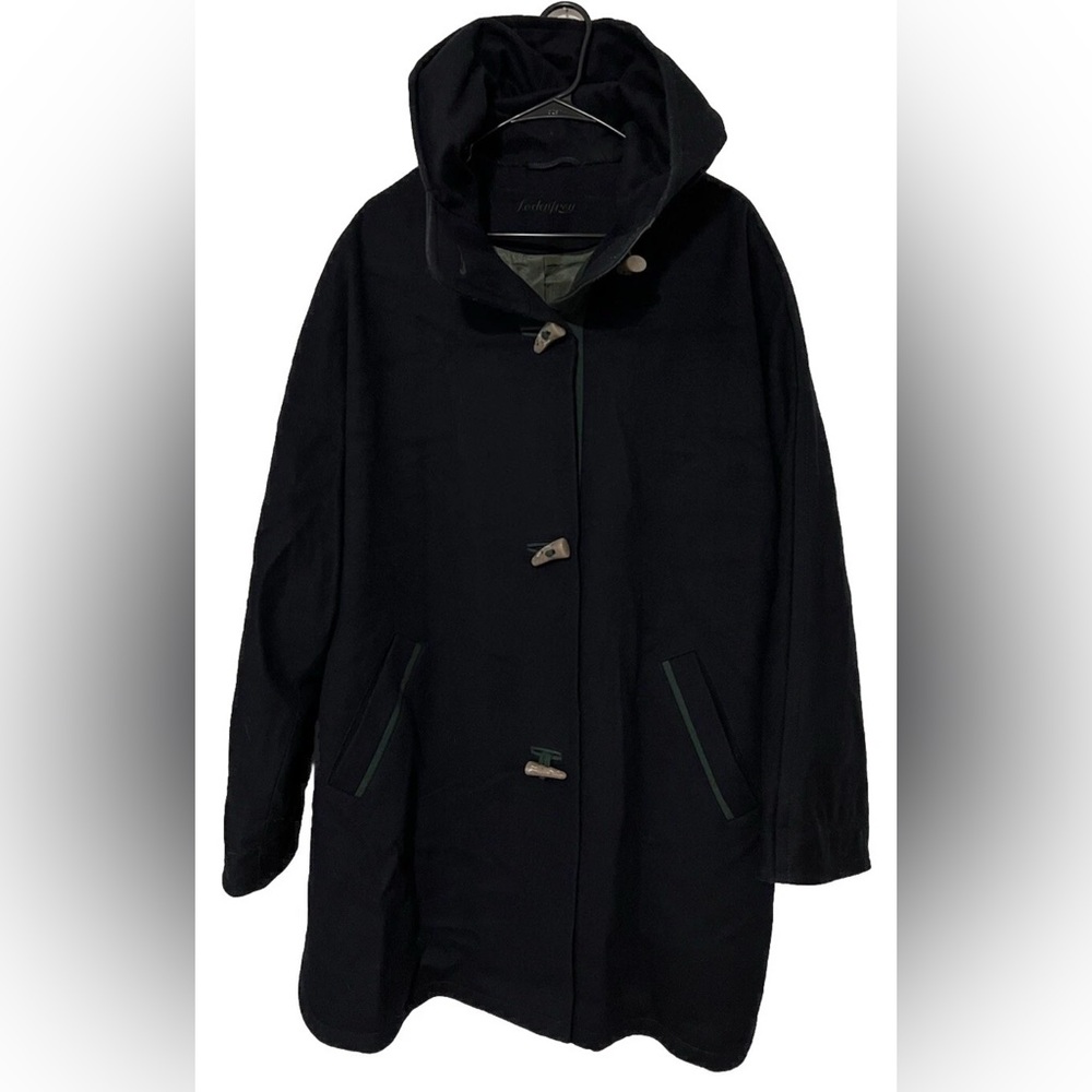 LodenFrey Wool Hooded Cape Coat Bone Button Size 42 Vintage